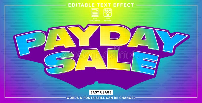 Editable graphic text payday sale styles vector illustration