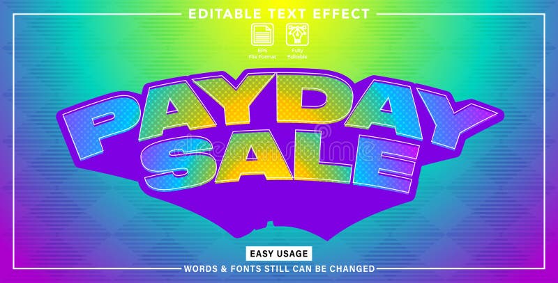 Editable graphic text payday sale styles royalty free illustration