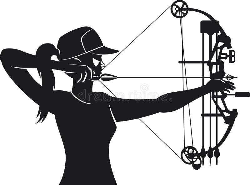 Female Aiming with Compound Bow Stock Vector Illustration of gothic