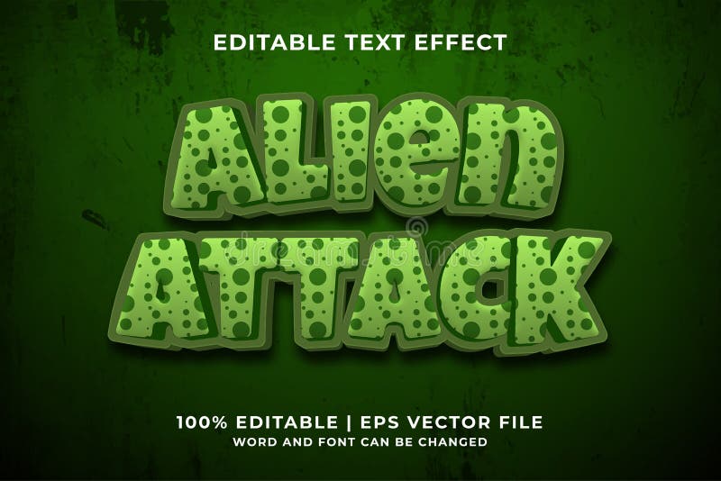 Premium Vector  Cartoon green alien invasion vector editable text effect  template