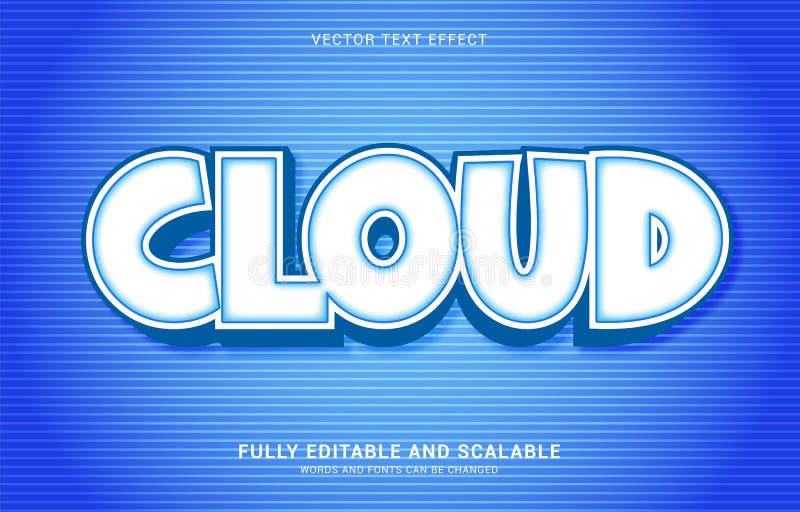 Editable text effect, Cloud style stock illustration