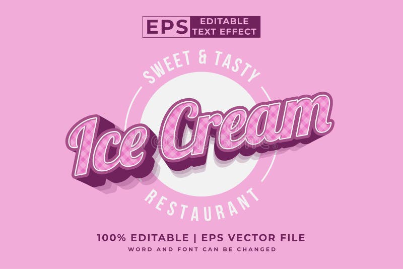 Editable Text Effect Ice Cream Logo 3d Vintage Style Premium Vector