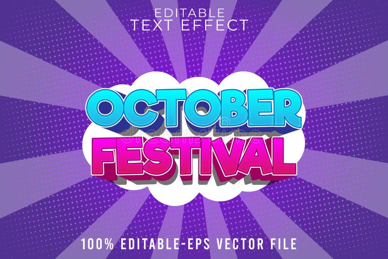 Editable text effect October festival with emboss comic style