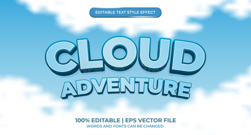 Editable text effect sky and cloud style vector illustration