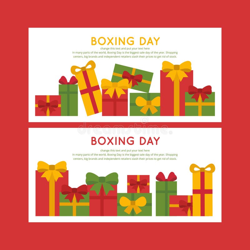 Happy Boxing day sale design with gift boxes, shopping holiday big savings.