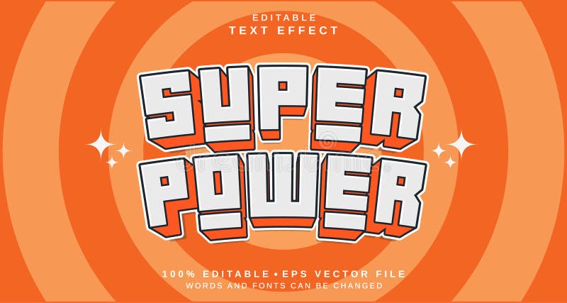 Editable text style effect - Super Power text style theme stock illustration
