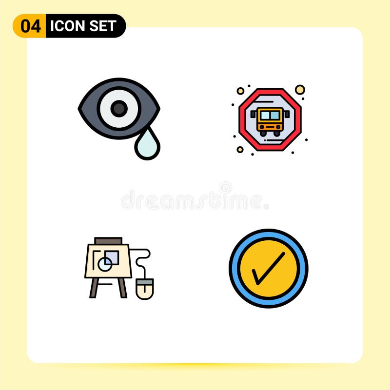 Set of 4 Modern UI Icons Symbols Signs for Biology, Board, Science