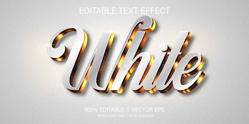 Editable white 3d vector text effect with modern style design