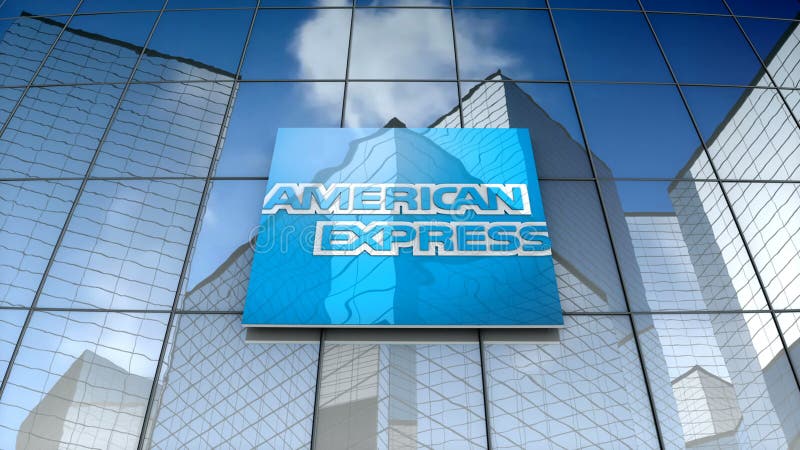 Editorial, American Express Company logo on glass building.