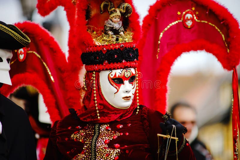 Editorial, 6 March 2016: Rosheim, France: Venetian Carnival Mask ...