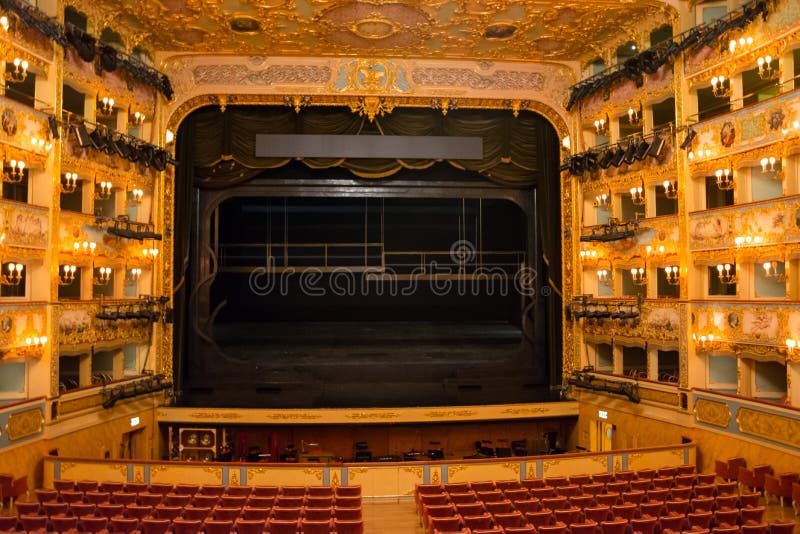 Venice, Italy. Richly decorated auditorium of the La Fenice Theatre