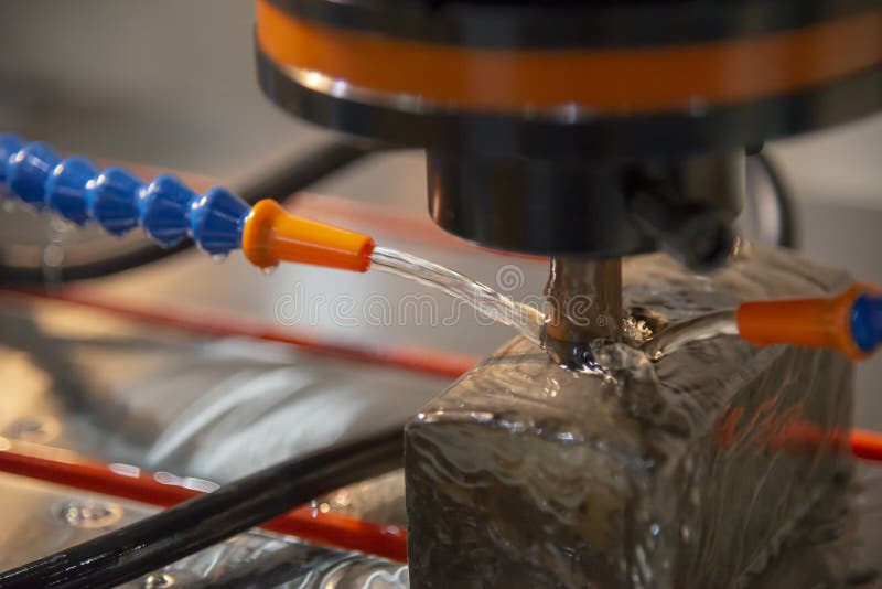 The EDM,Electric Discharge Machine with the Copper Electrode. Stock