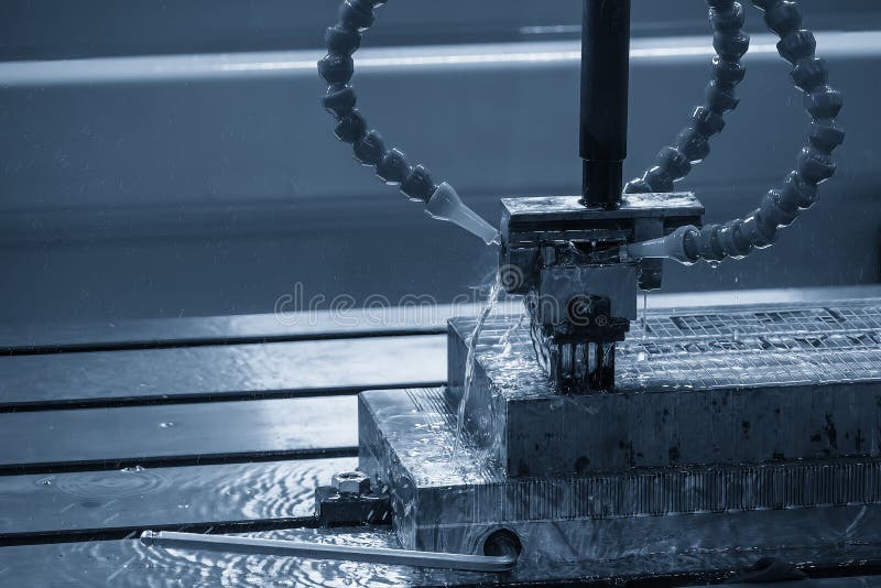 The EDM Machine Working Process with Graphite Electrode Stock Photo