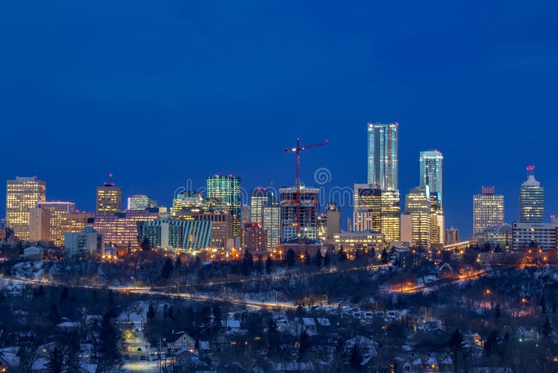 Edmonton Buildings Lighting Up the Night Stock Photo Image of scenic