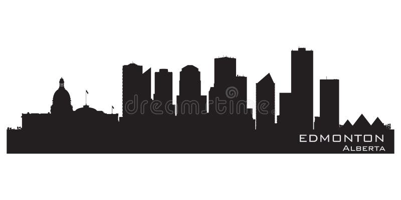 Edmonton Canada city skyline Detailed silhouette