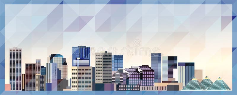 Edmonton skyline vector colorful poster on beautiful triangular texture background