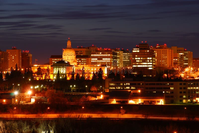 City edmonton winter night stock photo. Image of illuminating 8127626