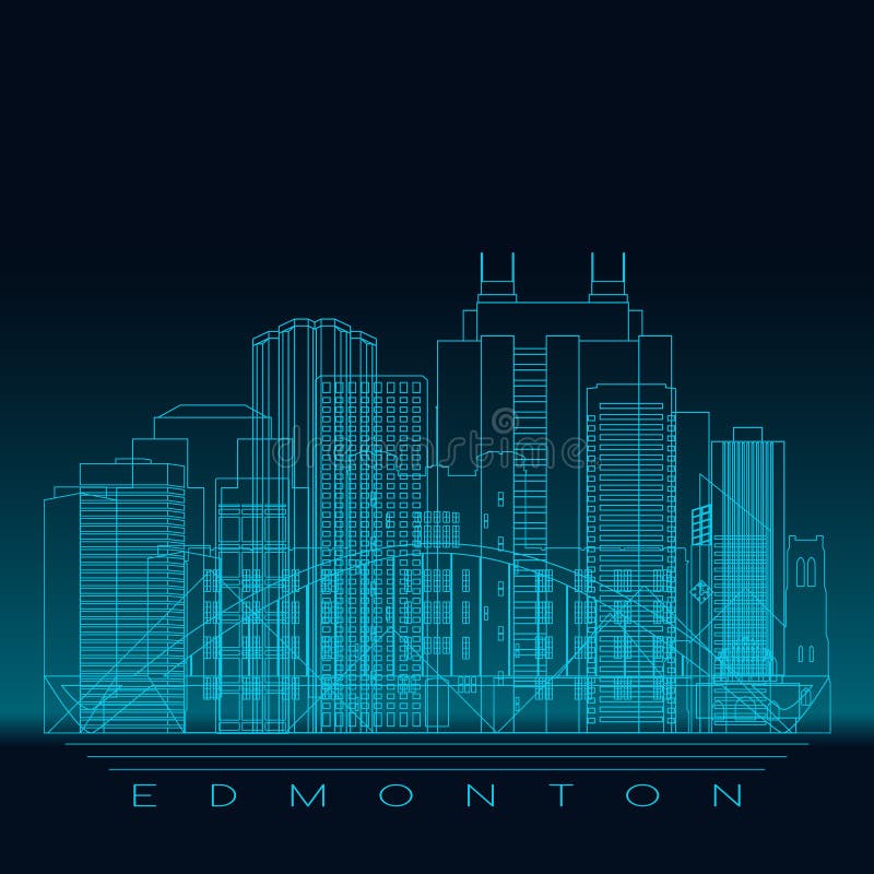 Edmonton skyline, detailed silhouette.