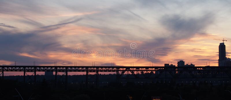 Edmonton Skyline, High Level Bridge And Sunset