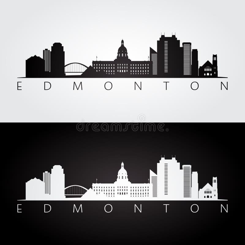 Edmonton skyline and landmarks silhouette