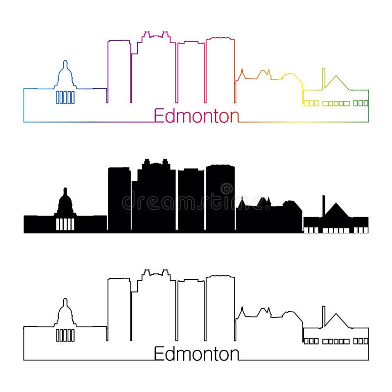 Edmonton V2 Skyline in Watercolor Background Stock Illustration