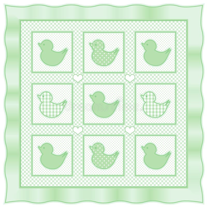Colcha, Patitos, Verde Pastel ilustración del vector