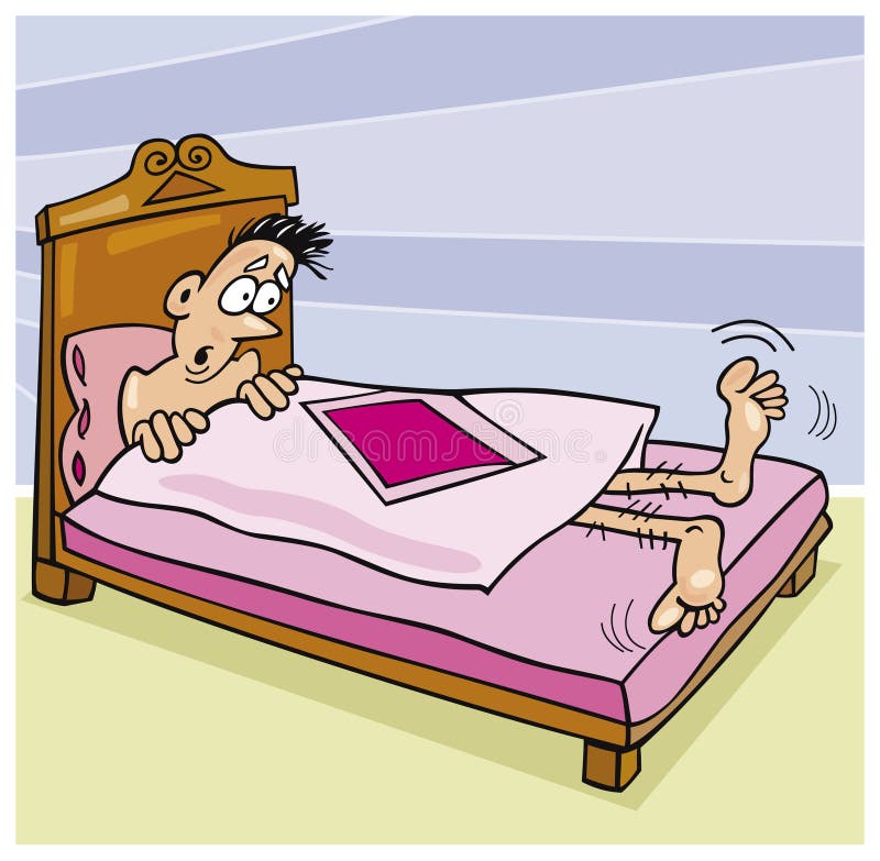 Bed Too Small Cartoon Vector Clipart Ilustración del Vector