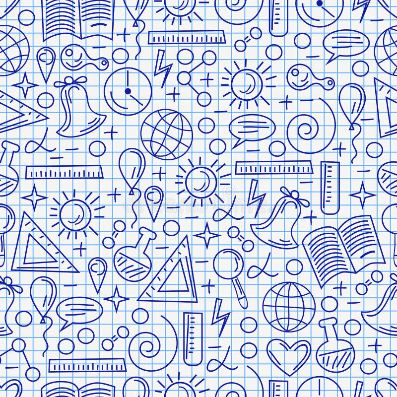 Education thin line seamless vector background royalty free illustration
