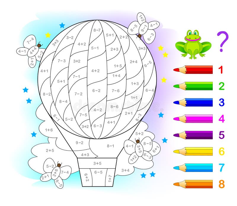 Educação Matemática Para Crianças Escrever Números Ordem Pintar Brinquedos  Cores imagem vetorial de Nataljacernecka© 378044530