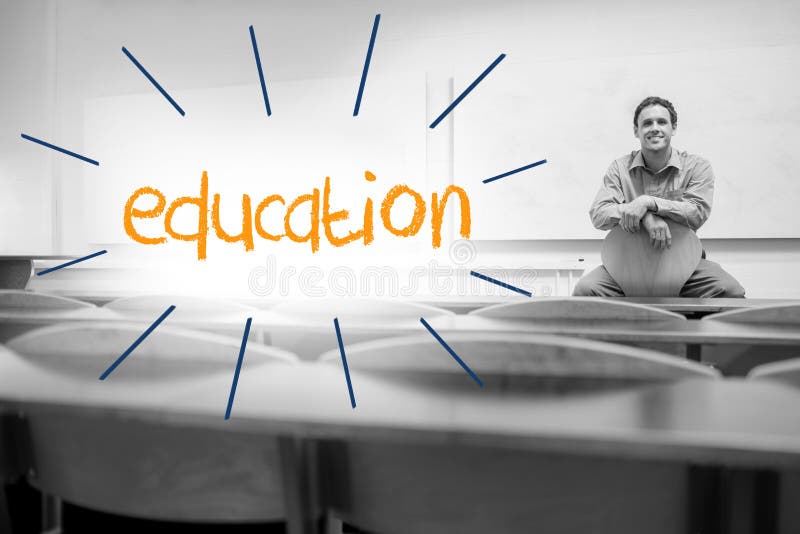 Education against lecturer sitting in lecture hall royalty free stock image