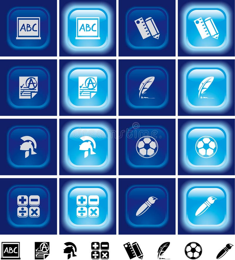 Education buttons with light effect Off/On vector illustration