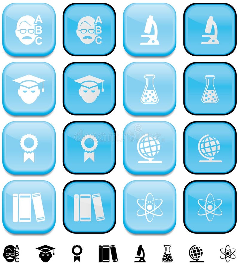 Education buttons with pushed effect vector illustration