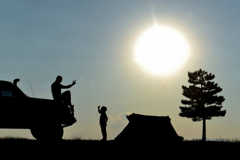 Education and camp program for father`s child stock image