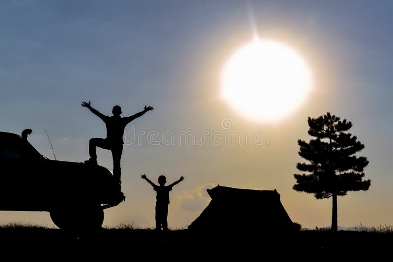 Education and camp program for father`s child stock photo