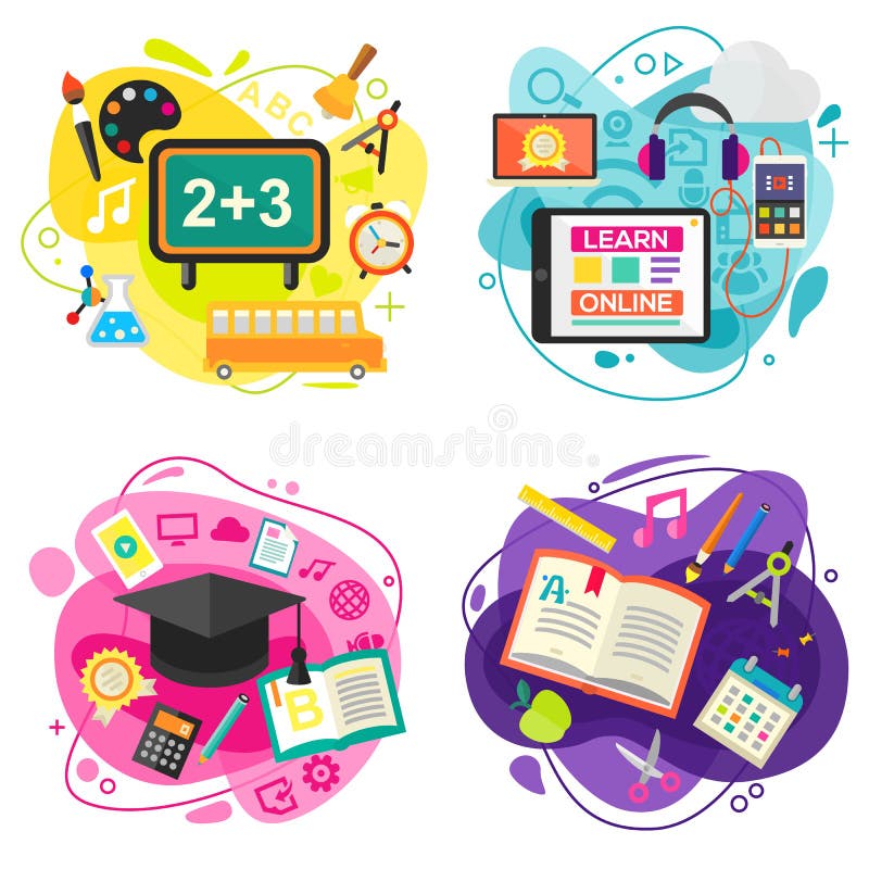 Education and Online Learning Concept Banners. Vector Illustration royalty free illustration Education and Online Learning Concept Banners. Vector Illustration royalty free illustration
