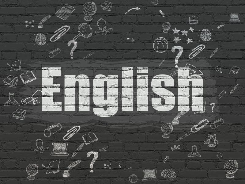 Education Concept: English On Wall Background Stock Illustration