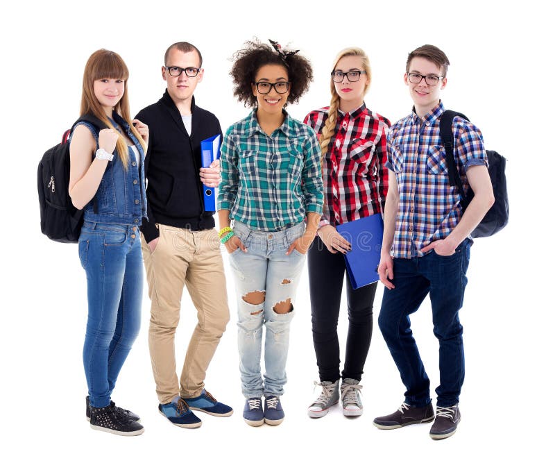 education concept - group of teenagers or students standing isolated on white stock images education concept - group of teenagers or students standing isolated on white stock images