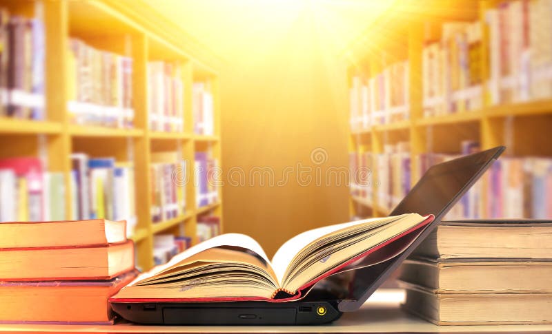 The Concept Of Education By Planting A Tree Of Knowledge In The Opening Of  An Old Book In The Library And The Magical Magic Of Light That Flies To The  Destination Of