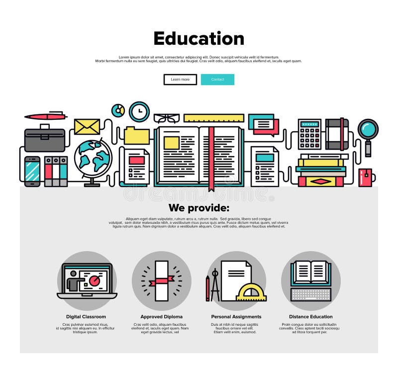 Education flat line web graphics royalty free illustration Education flat line web graphics royalty free illustration