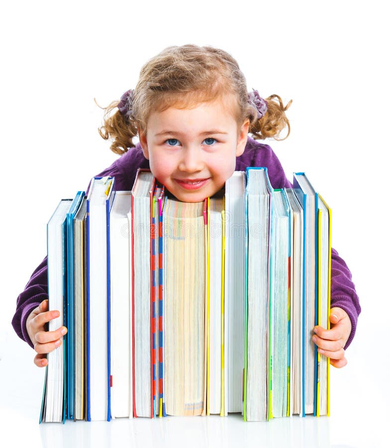 Education - funny girl with books.