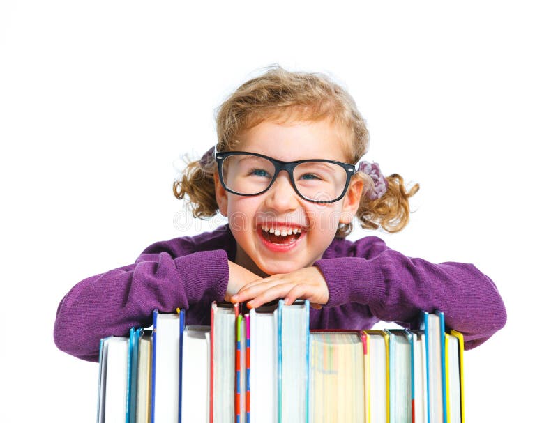 Education - funny girl with books.