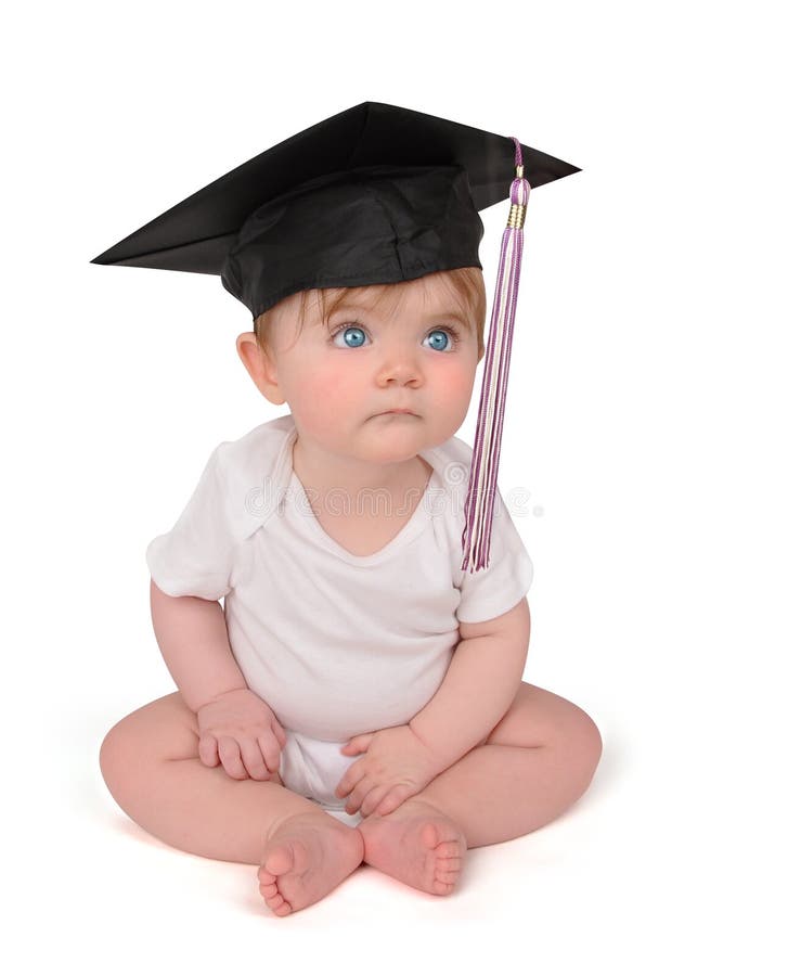 Education Graduation Baby on White royalty free stock photo Education Graduation Baby on White royalty free stock photo