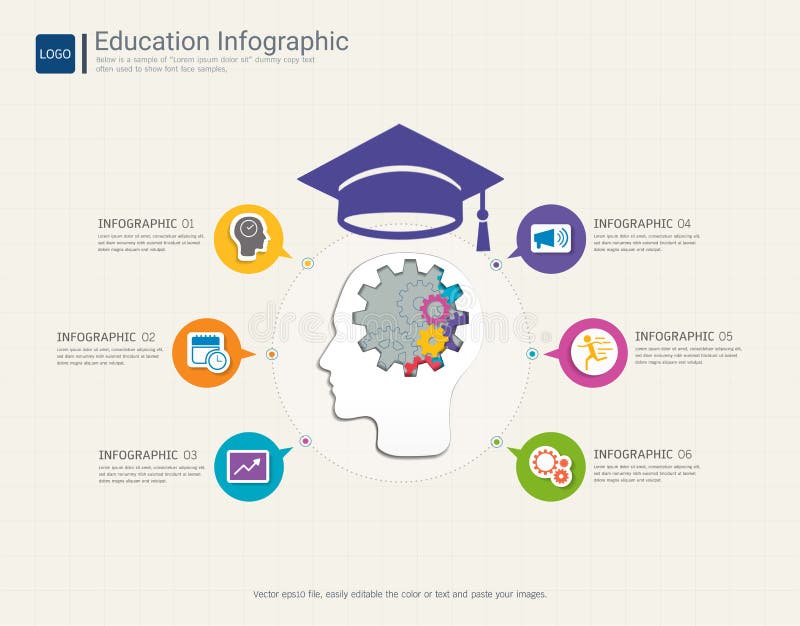 Education infographic elements template for graduation concept. vector illustration