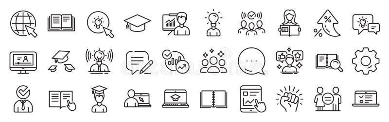 Education line icons. Book, Video tutorial. App line icons. Vector vector illustration