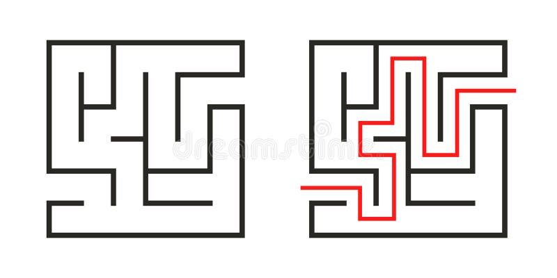 Education Logic Game Labyrinth For Kids Find Right Way Isolated Simple Square Maze Black Line On White Background Stock Vector Illustration Of Maze Graphic 149320052