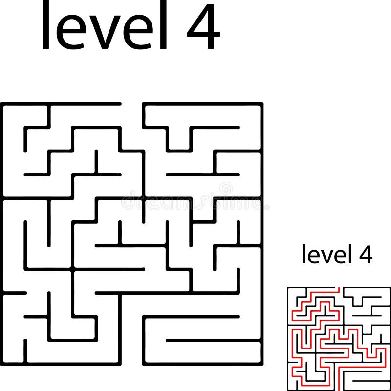 Education logic game labyrinth for kids. Find right way. Isolated simple square maze black line on white background. With the