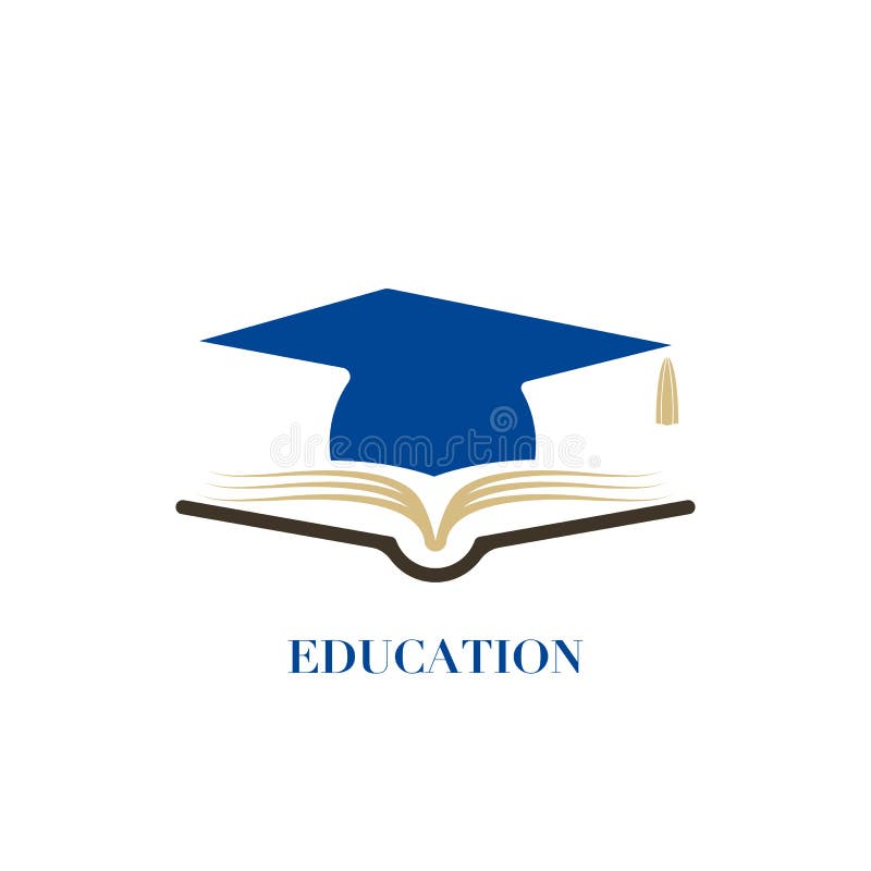 Education Logo Concept With Graduation Cap And Book Icon Vector