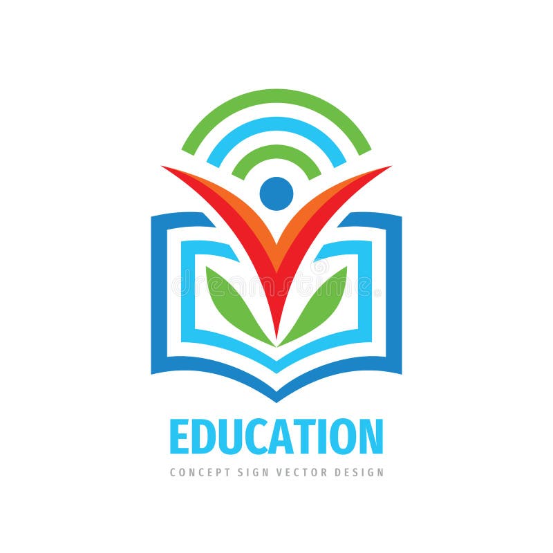 Education logo template design element. Learning book library sign. High school symbol. University icon. Vector illustration royalty free illustration
