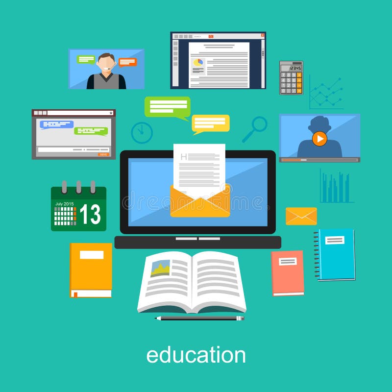 Online Education Illustration. Flat Design Illustration Concepts for E