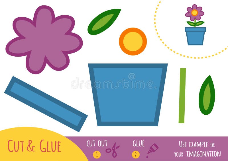 Education paper game for children, flower in a pot